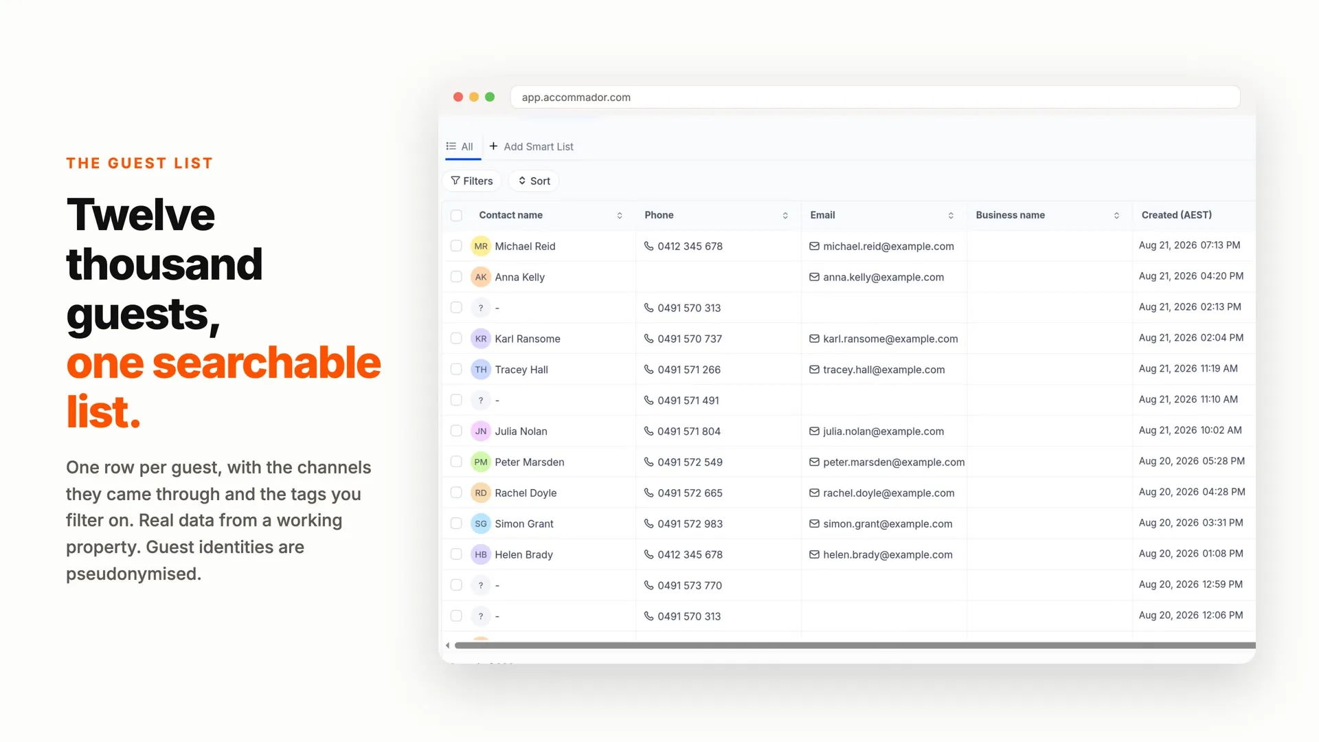 Preview of the Accommador Guest database explainer