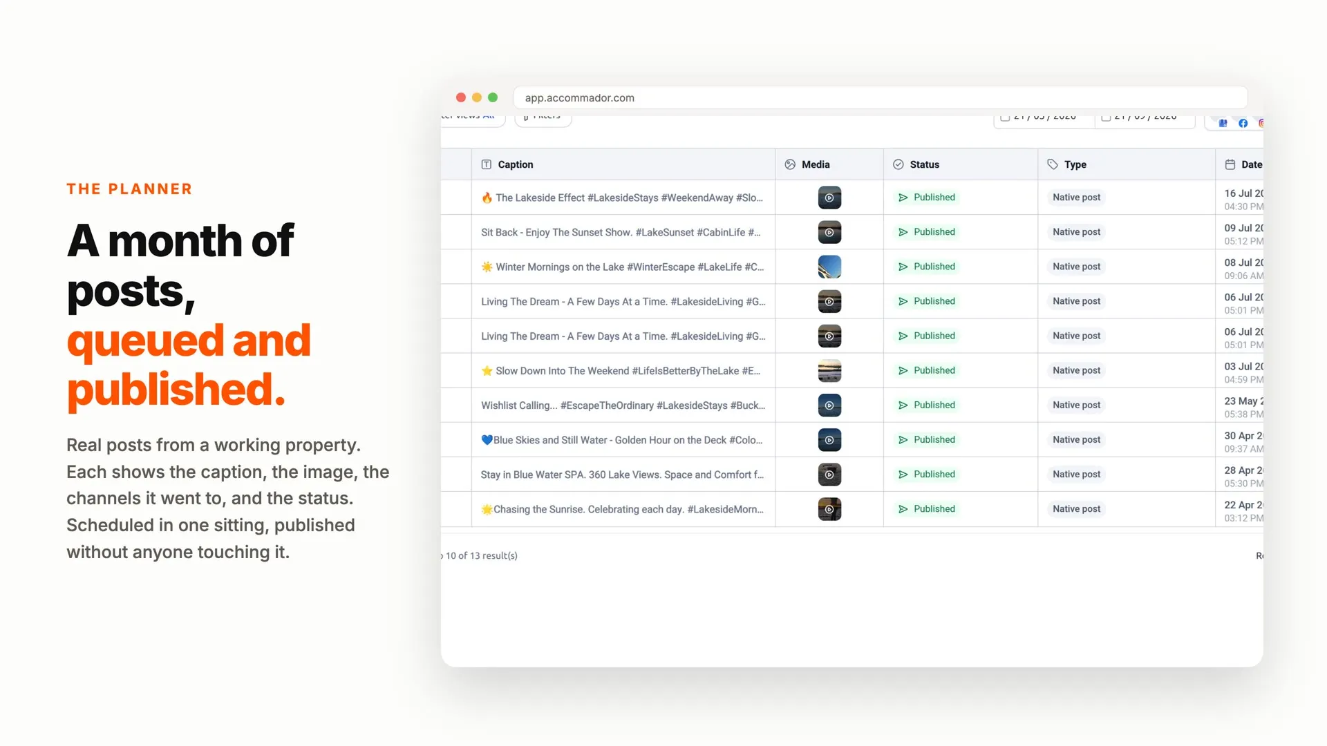 Preview of the Accommador Social media planner explainer