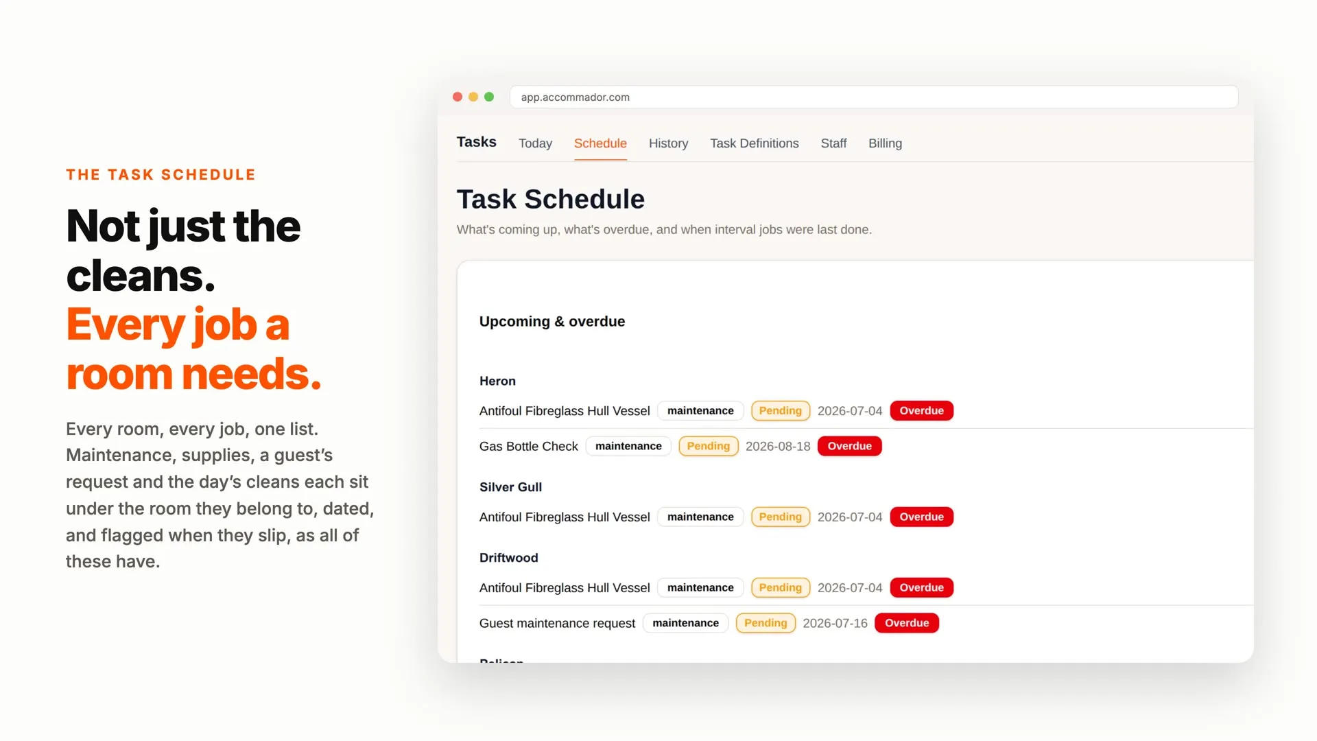 Preview of the Accommador Tasks & staff portal explainer