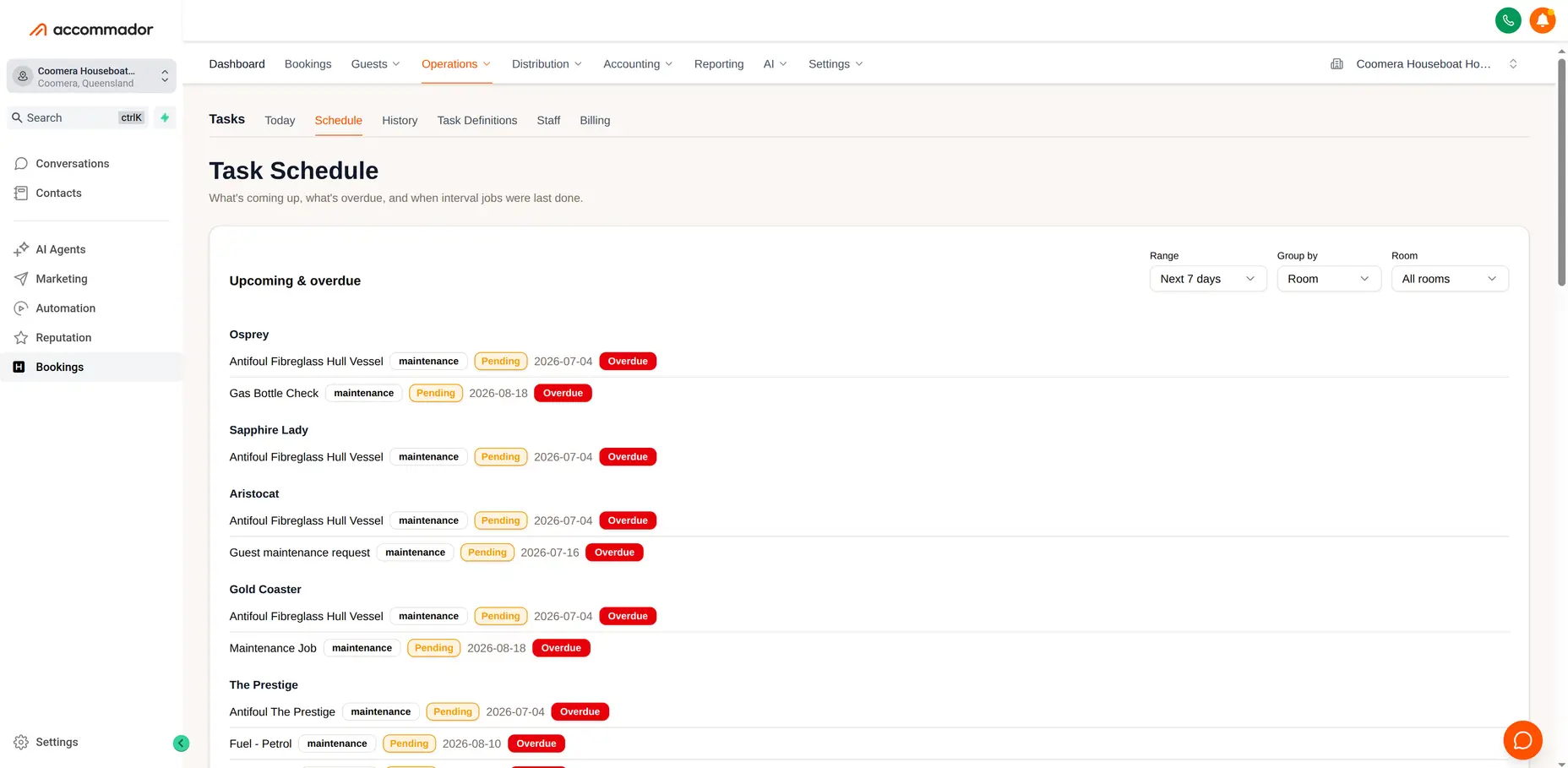 Tasks & staff portal in Accommador