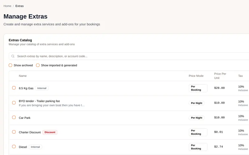 Extras & upsells in Accommador