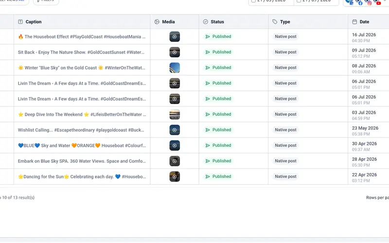 Social media planner in Accommador