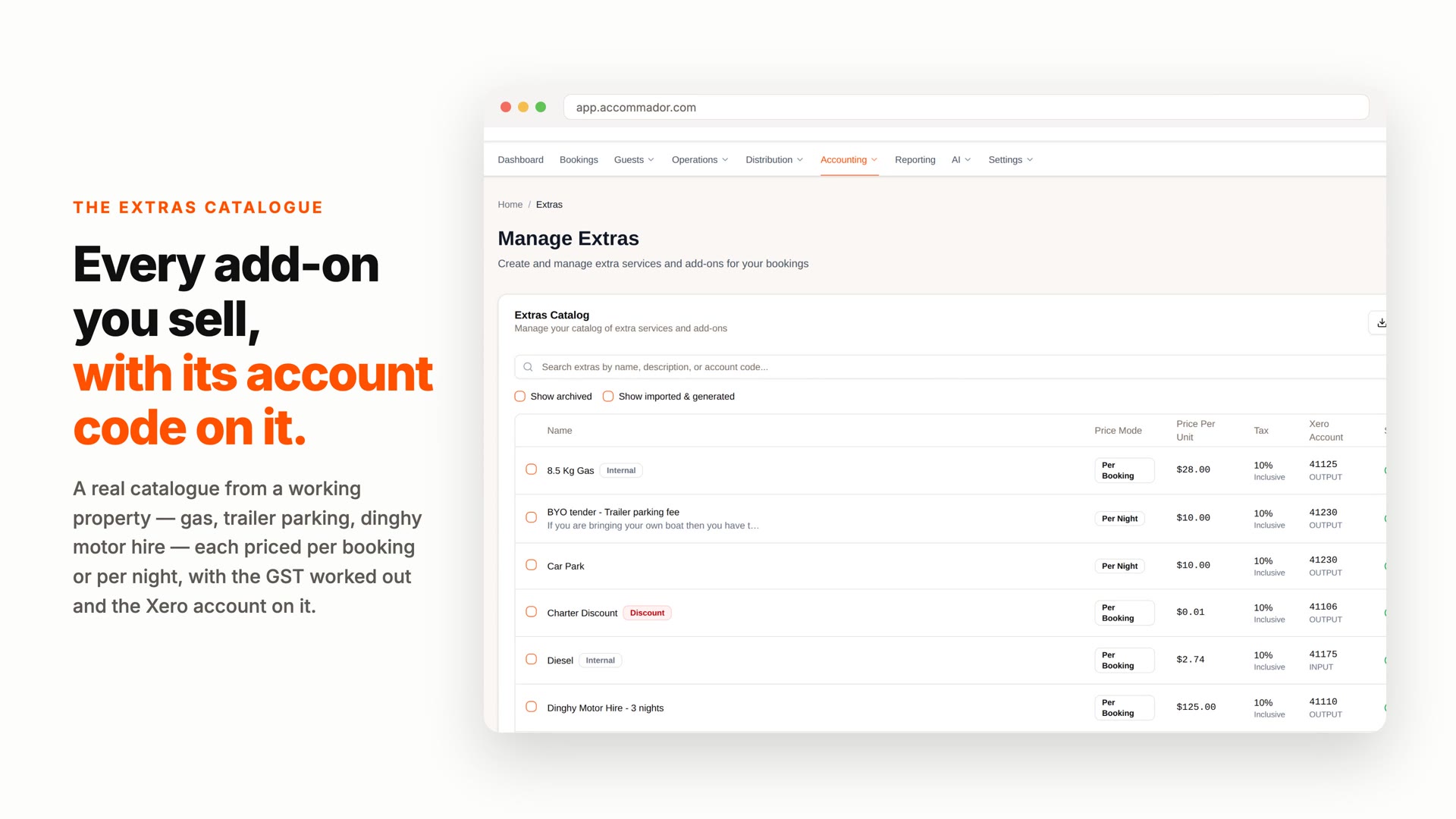 Preview of the Accommador extras & upsells explainer