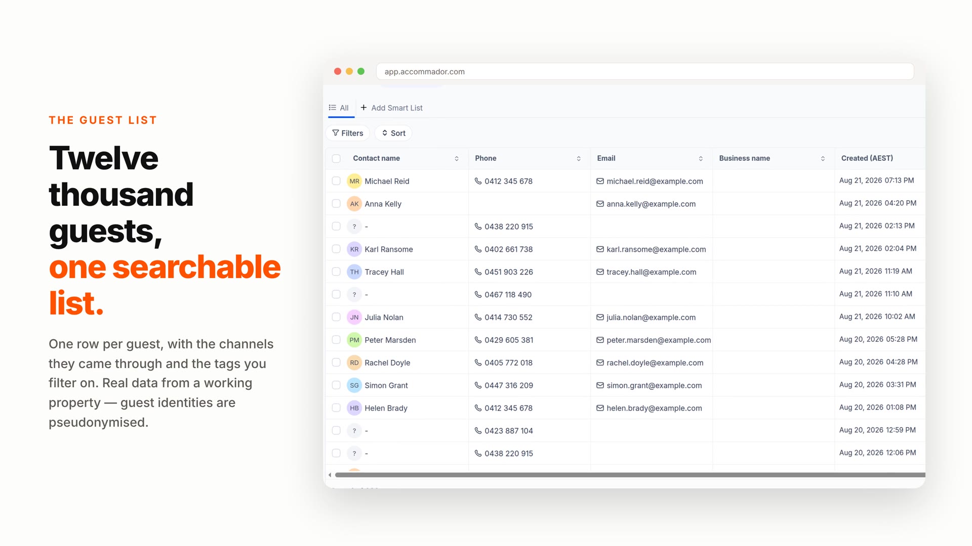 Preview of the Accommador guest database explainer