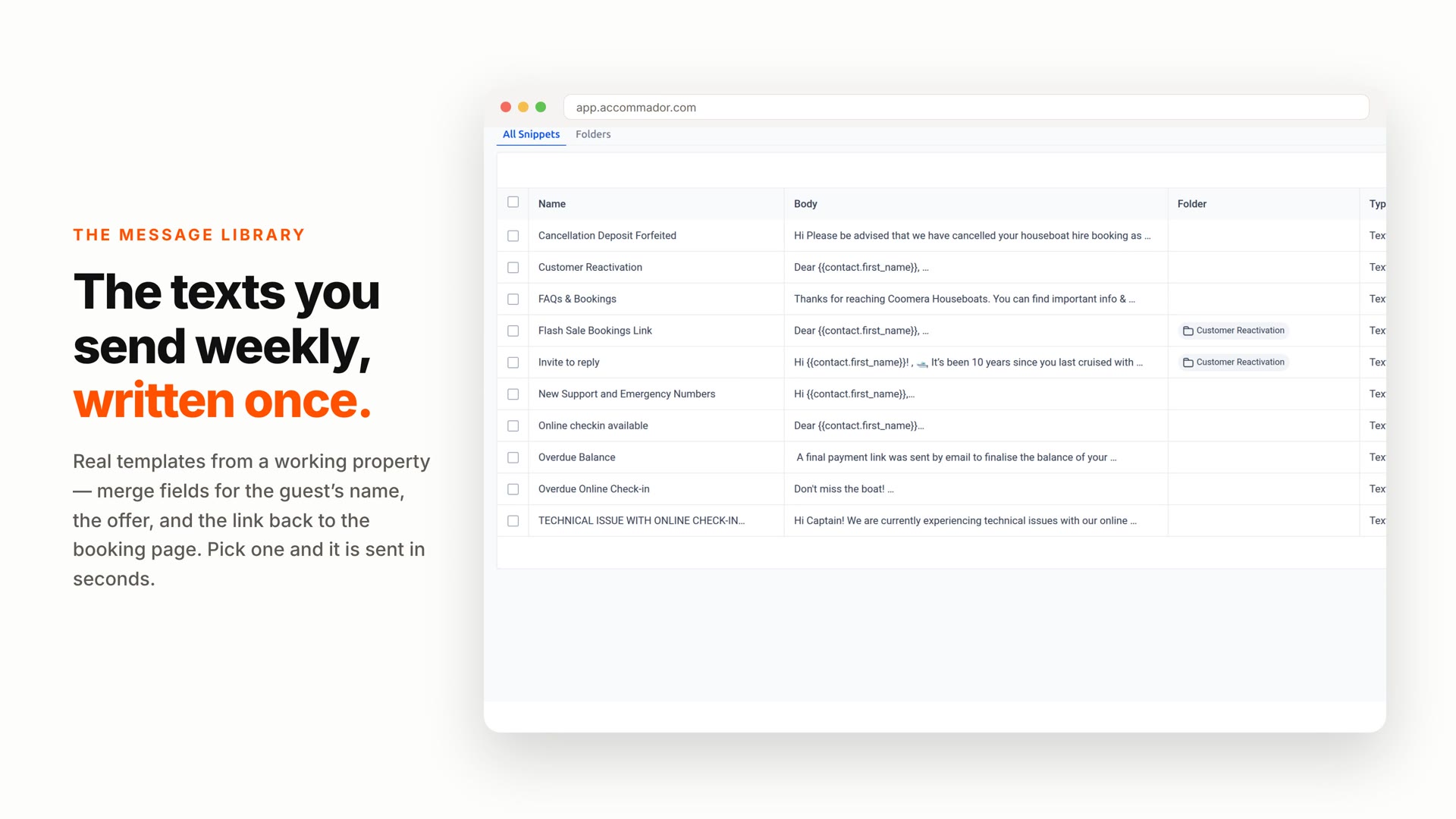 Preview of the Accommador built-in sms marketing explainer