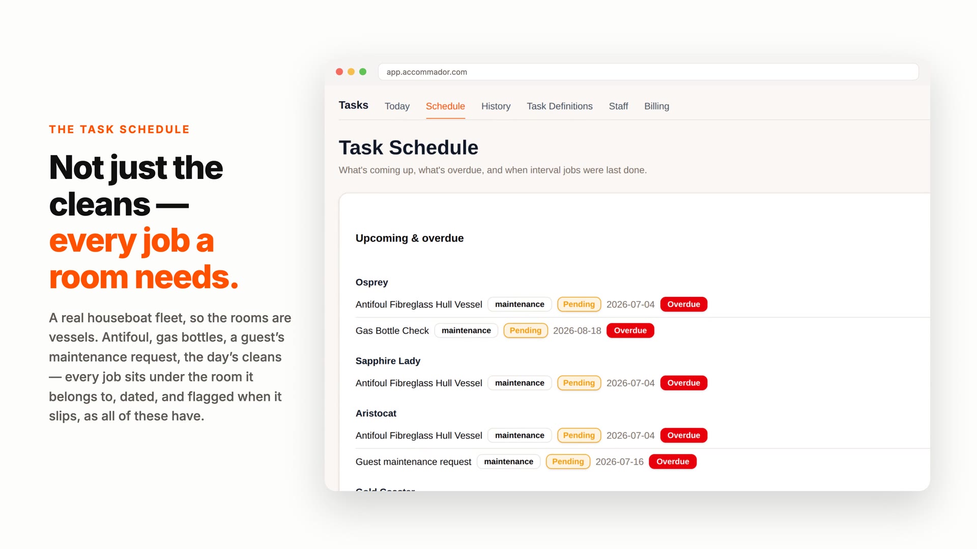 Preview of the Accommador tasks & staff portal explainer