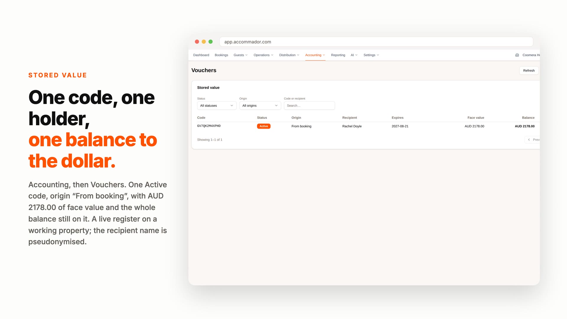Preview of the Accommador gift vouchers & credit explainer